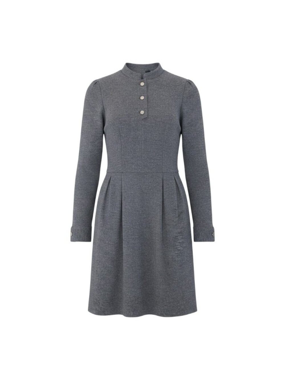 Gucci Ef9 Long Sleeve Dress Stand Collar Gray Wool XL